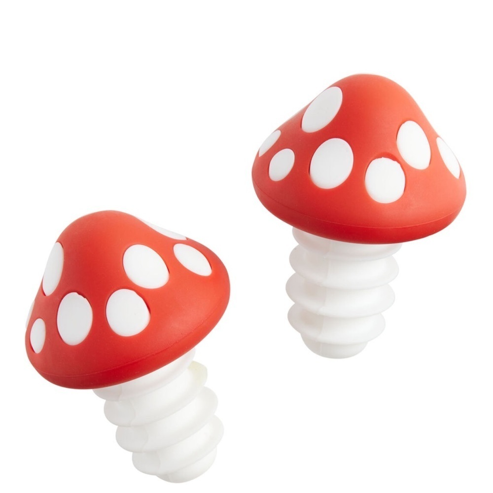Joie Red And White Mushroom Bottle Stopper 2 Pack, NWT